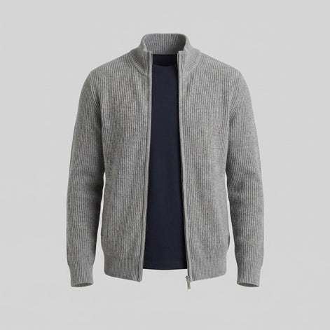 Men's Knitted Zip Up Cardigan