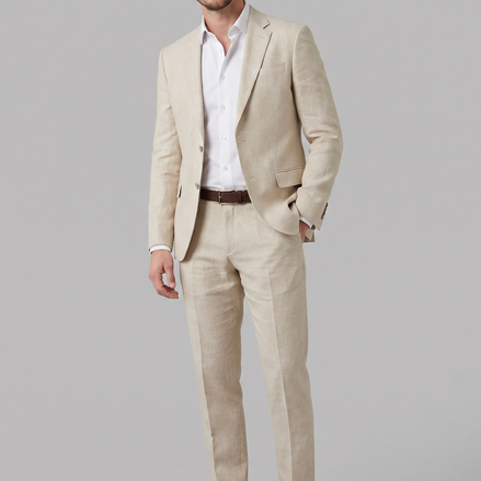 Men's Linen Blend Wedding Suit Set