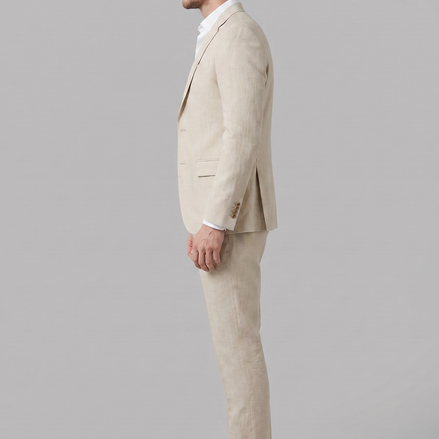Men's Linen Blend Wedding Suit Set