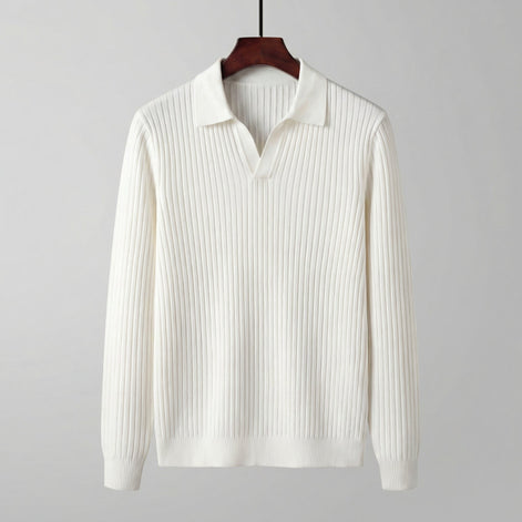 Men's Long Sleeved V-Neck Polo Shirt
