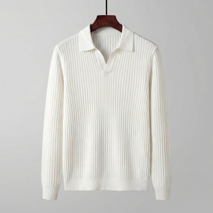 Men's Long Sleeved V-Neck Polo Shirt