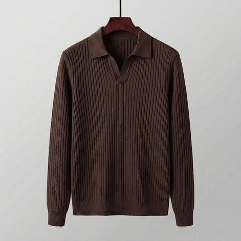 Men's Long Sleeved V-Neck Polo Shirt