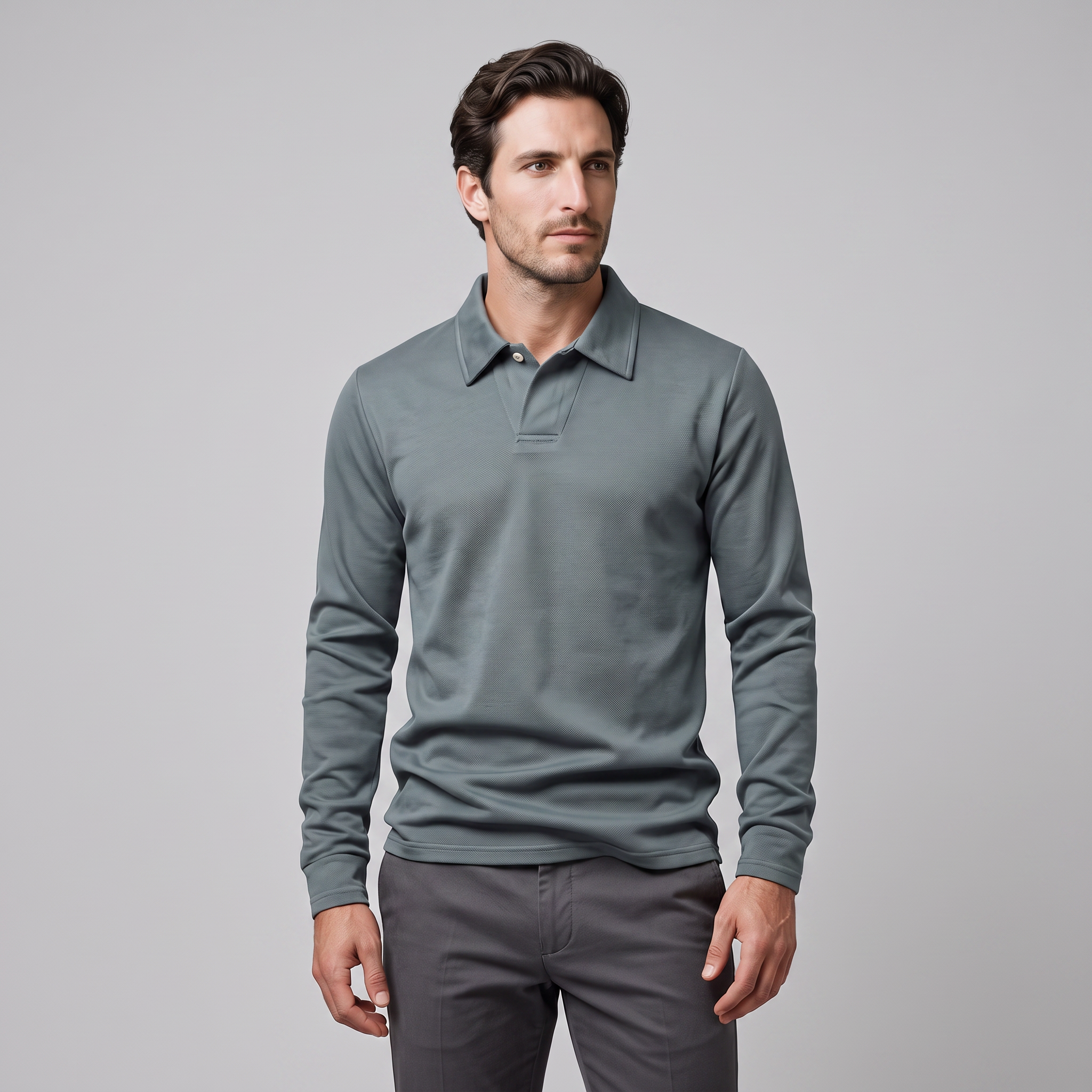 Men's Piqué Long Sleeve Polo Shirt