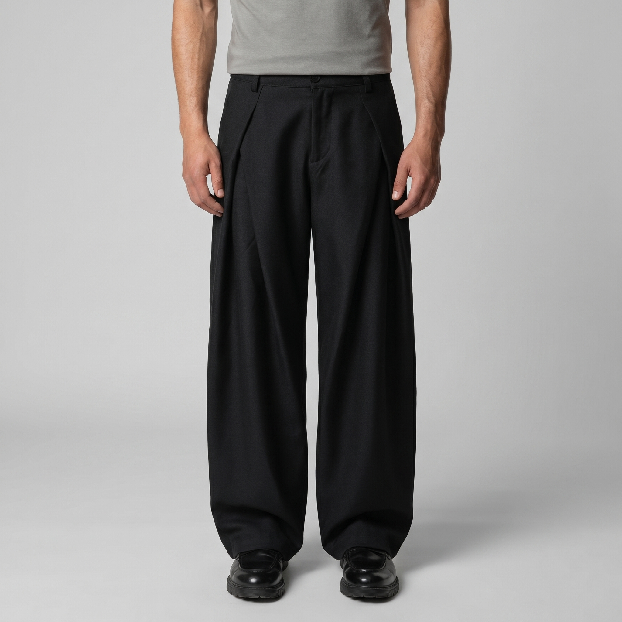 Men's Pleated Wide-Leg Tailored Pants