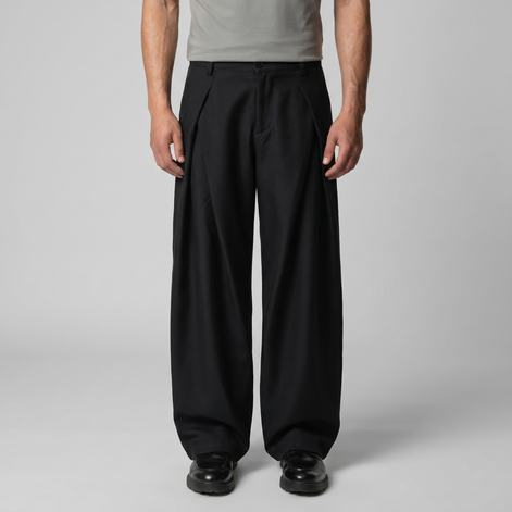 Men's Pleated Wide-Leg Tailored Pants