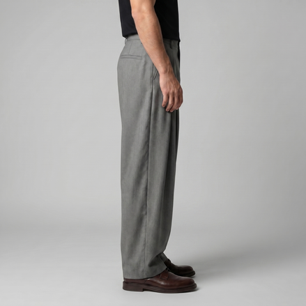 Men's Pleated Wide-Leg Tailored Pants