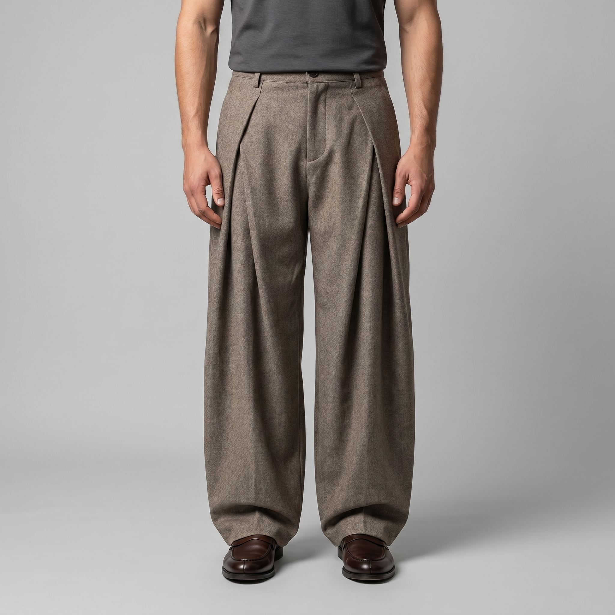 Men's Pleated Wide-Leg Tailored Pants