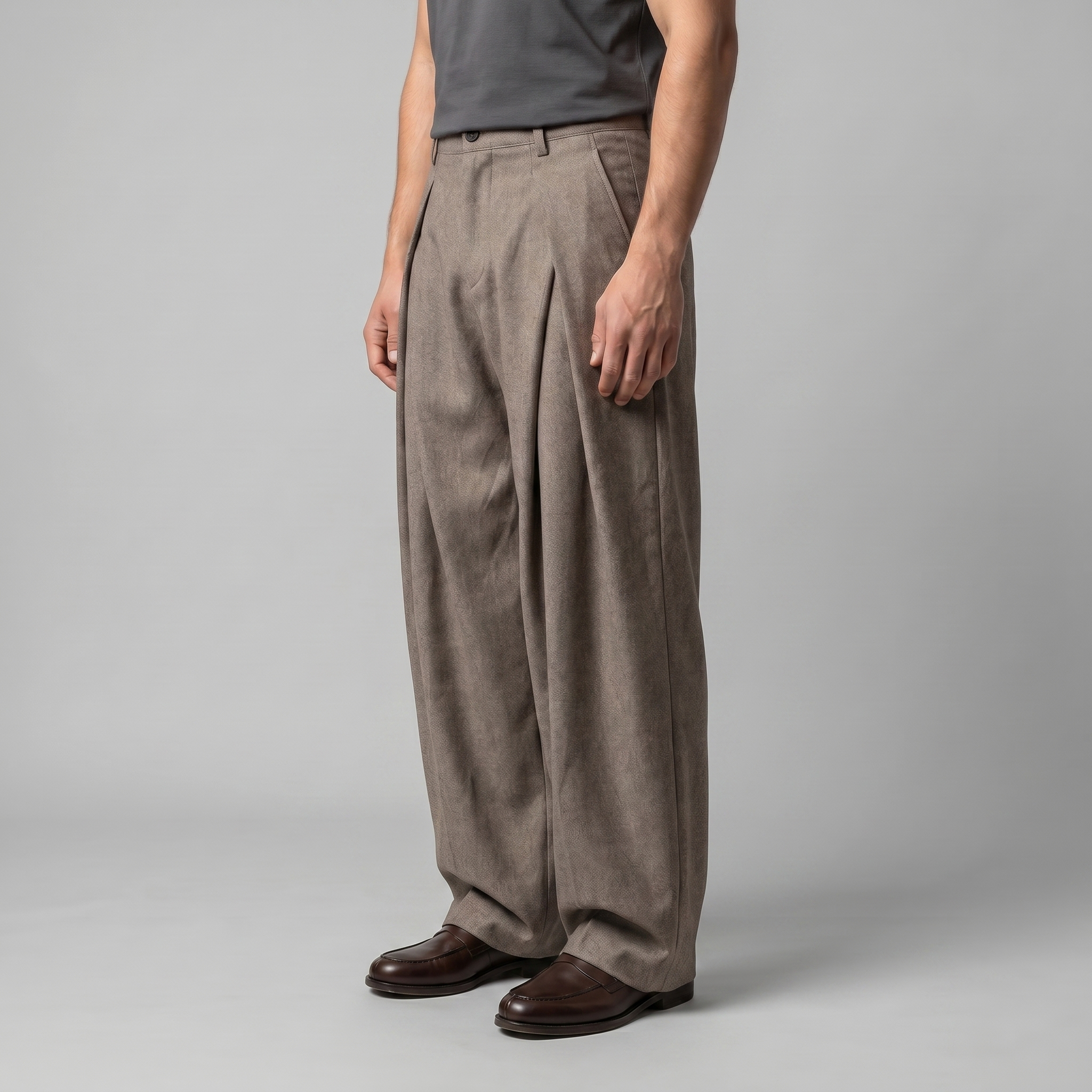 Men's Pleated Wide-Leg Tailored Pants