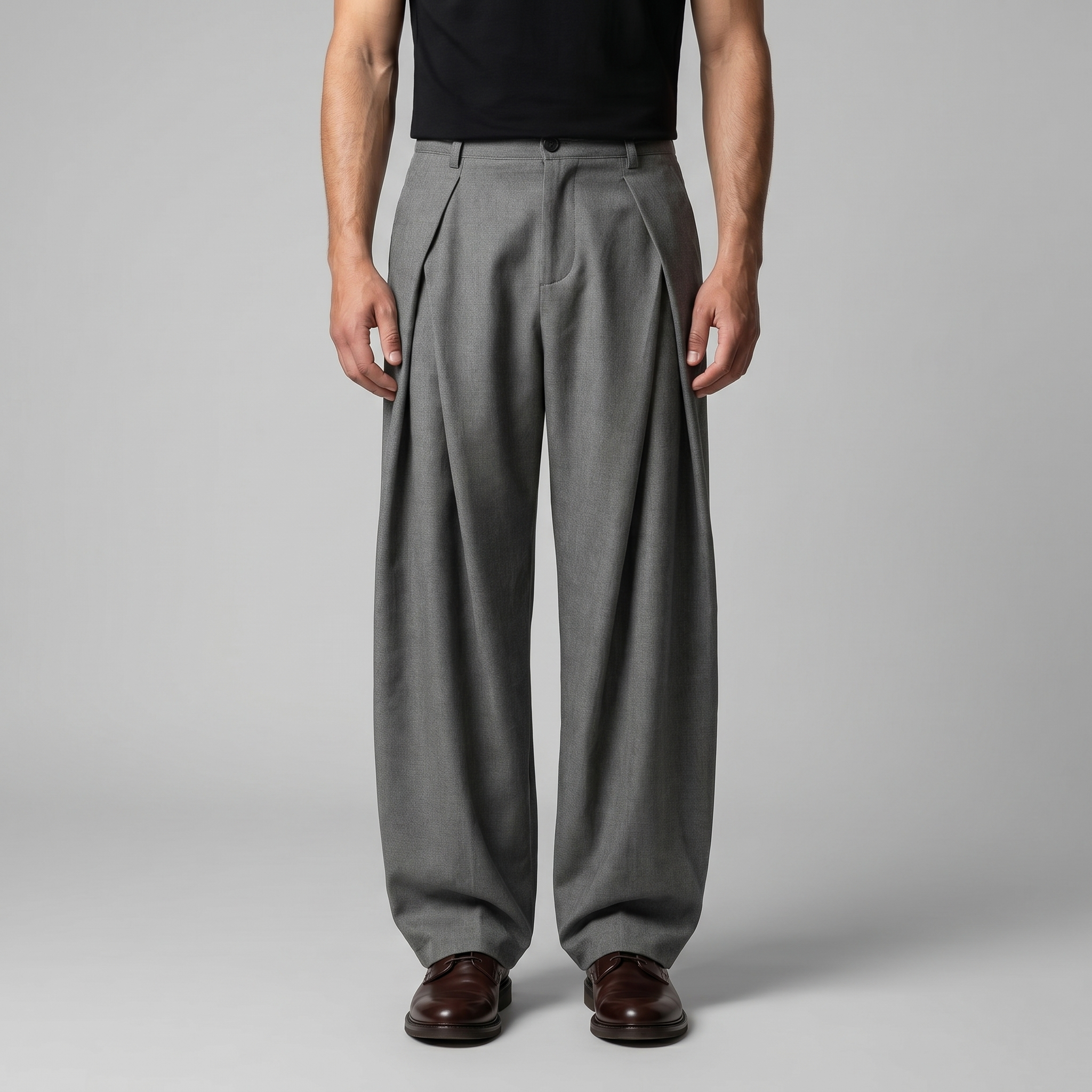Men's Pleated Wide-Leg Tailored Pants