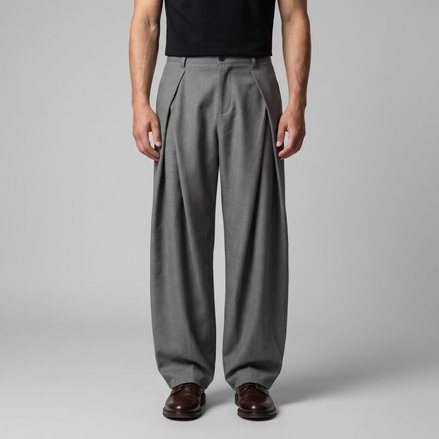Men's Pleated Wide-Leg Tailored Pants