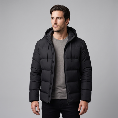 Men's Puffer Winter Jacket with Quilted Insulation