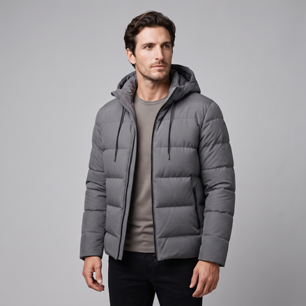 Men's Puffer Winter Jacket with Quilted Insulation