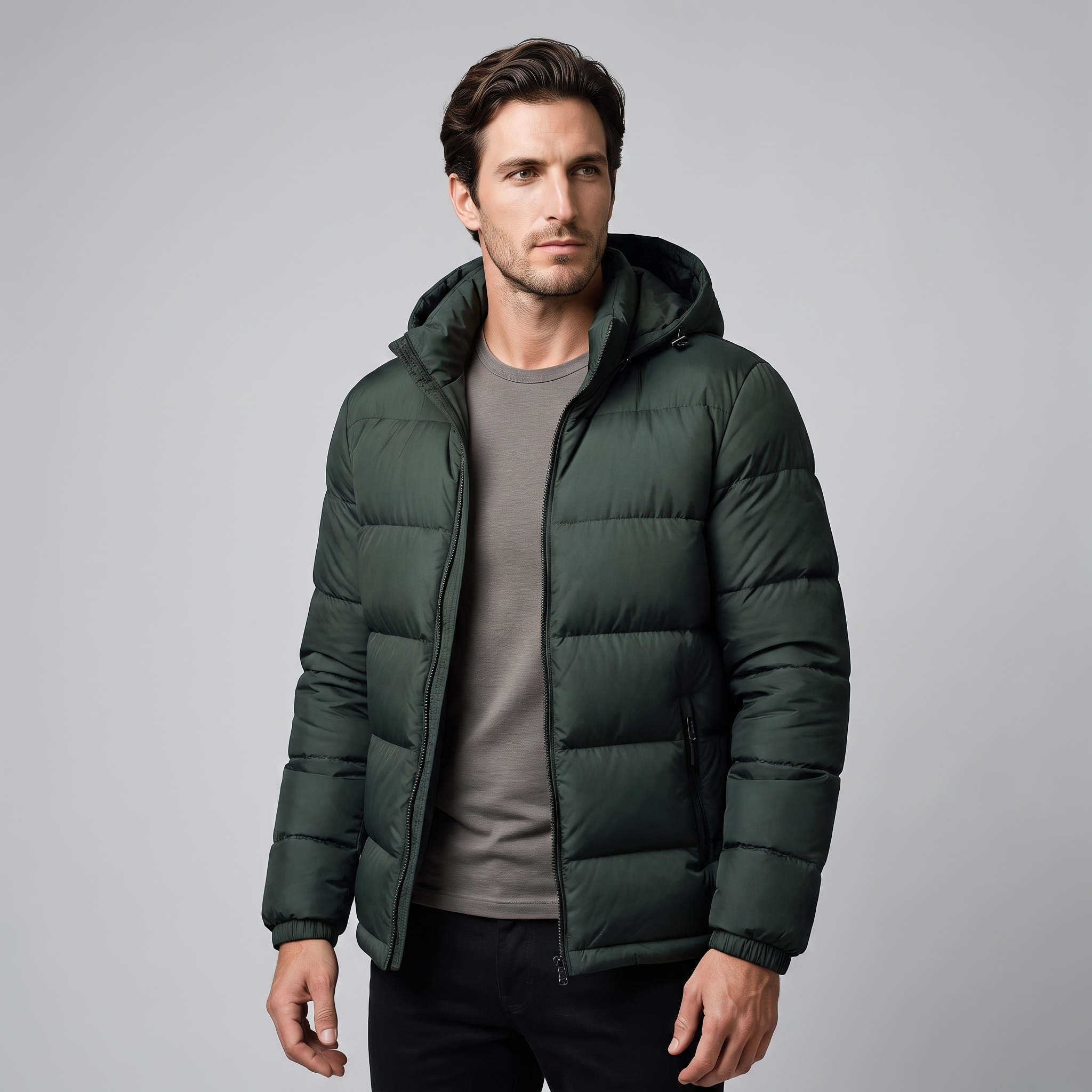 Men's Quilted Hooded Puffer Jacket