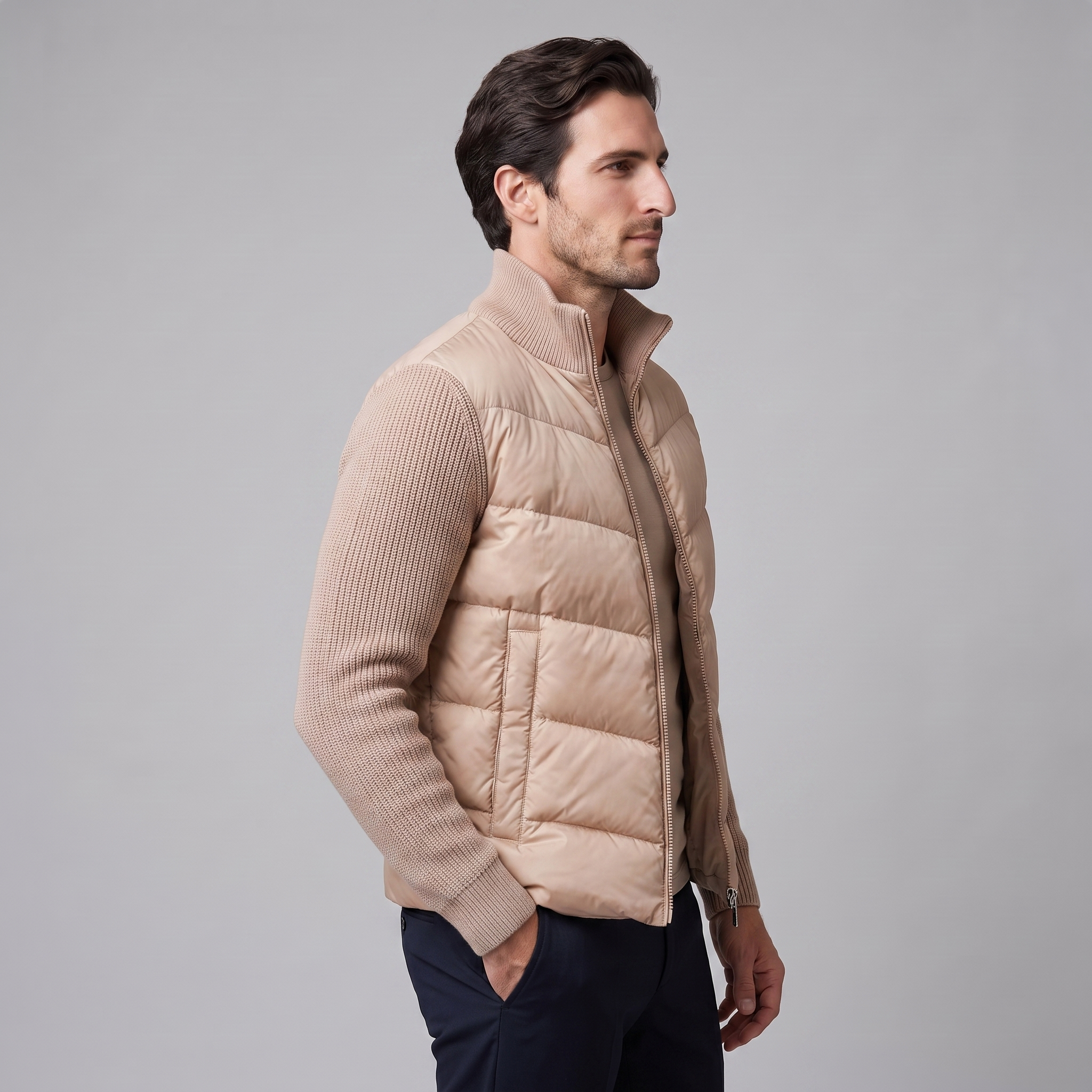 Men's Quilted Hybrid Knit Jacket