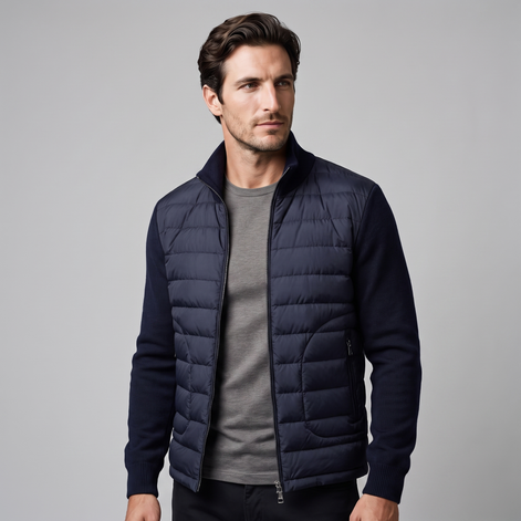 Men's Quilted Hybrid Stand Collar Jacket