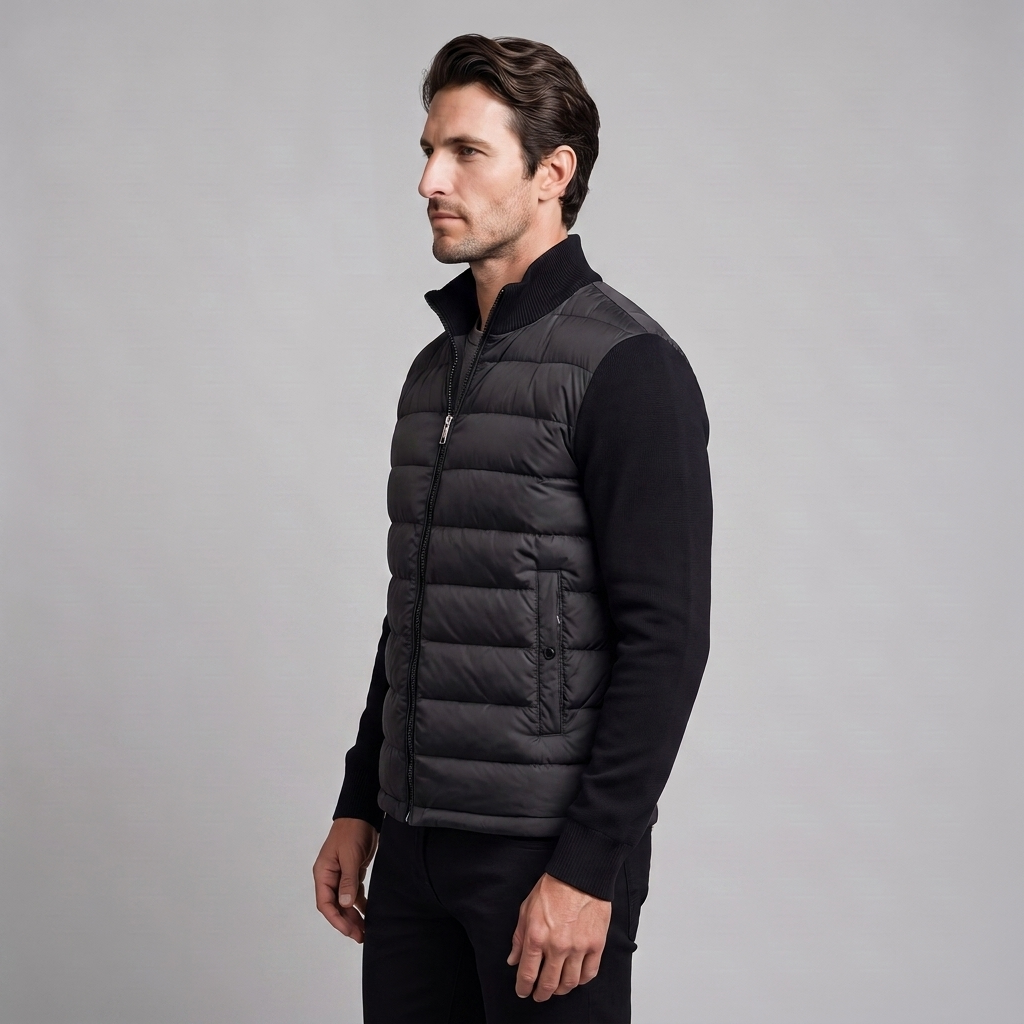 Men's Quilted Hybrid Stand Collar Jacket
