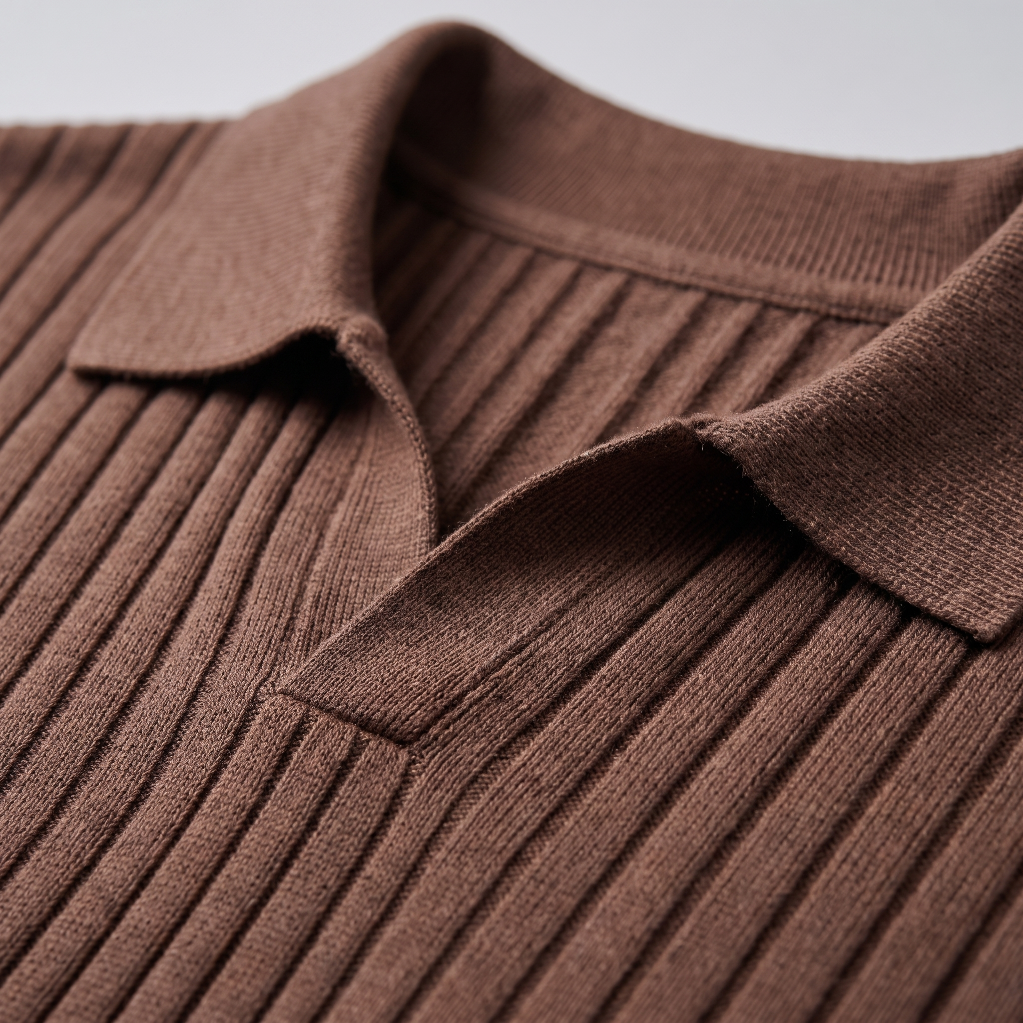Men's Ribbed Knit Polo Sweater