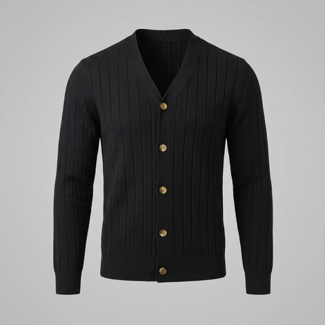 Men's Ribbed Knit V-Neck Cardigan