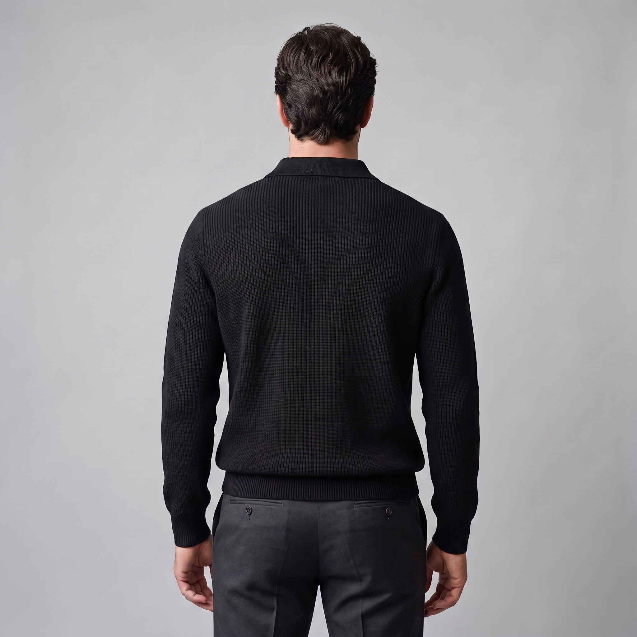 Men's Ribbed Quarter-Zip Polo Sweater