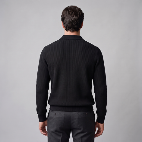 Men's Ribbed Quarter-Zip Polo Sweater