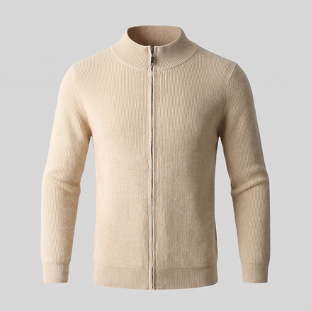 Men's Ribbed Wool Full-Zip Cardigan