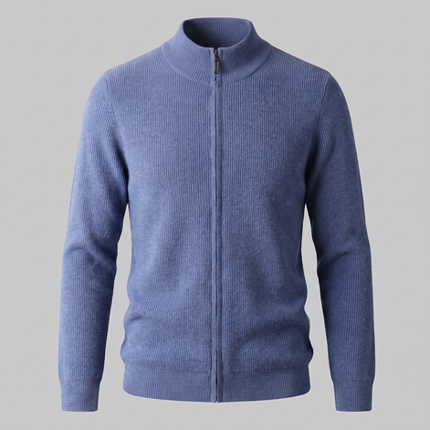 Men's Ribbed Wool Full-Zip Cardigan