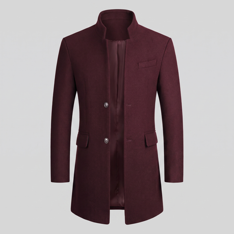 Men's Stand Collar Longline Overcoat