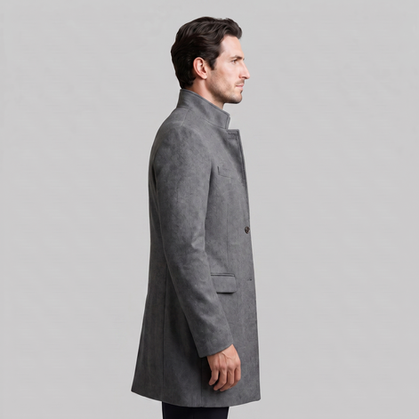 Men's Stand Collar Longline Overcoat