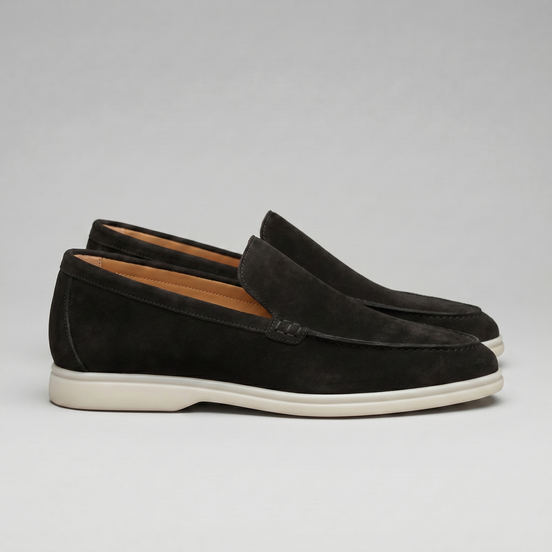 Men's Suede Black Loafers