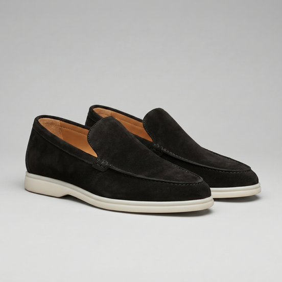 Men's Suede Black Loafers