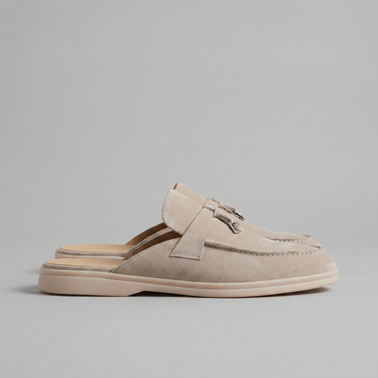 Men's Suede Metal Buckle Loafer Mules