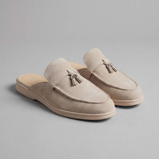 Men's Suede Metal Buckle Loafer Mules