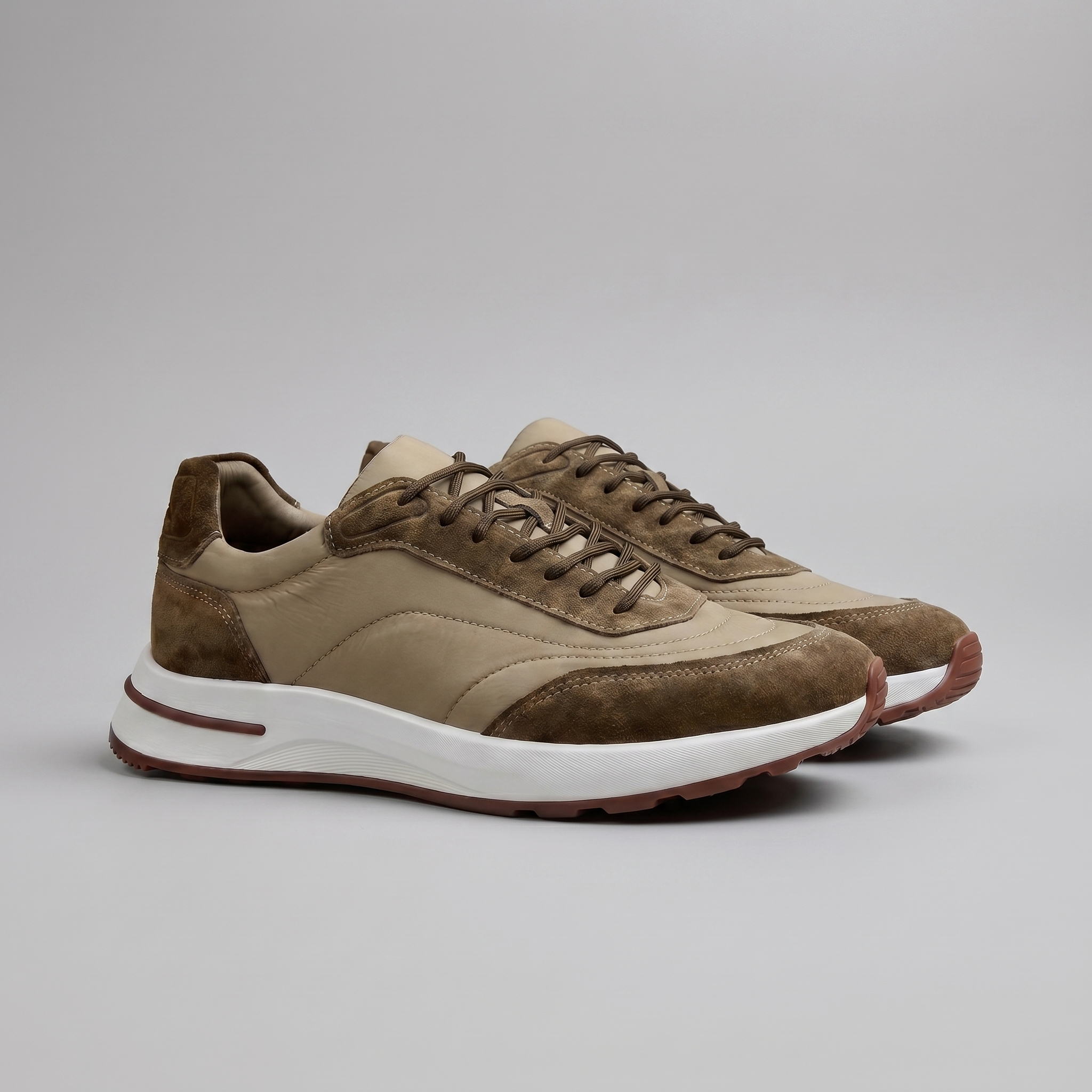 Men's Suede Panel Lace-Up Sneakers