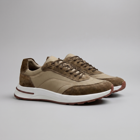 Men's Suede Panel Lace-Up Sneakers