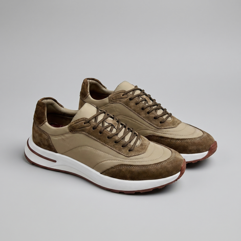 Men's Suede Panel Lace-Up Sneakers