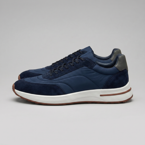 Men's Suede Panel Lace-Up Sneakers