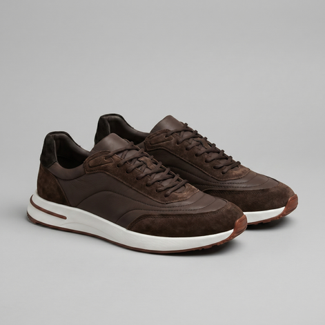 Men's Suede Panel Lace-Up Sneakers