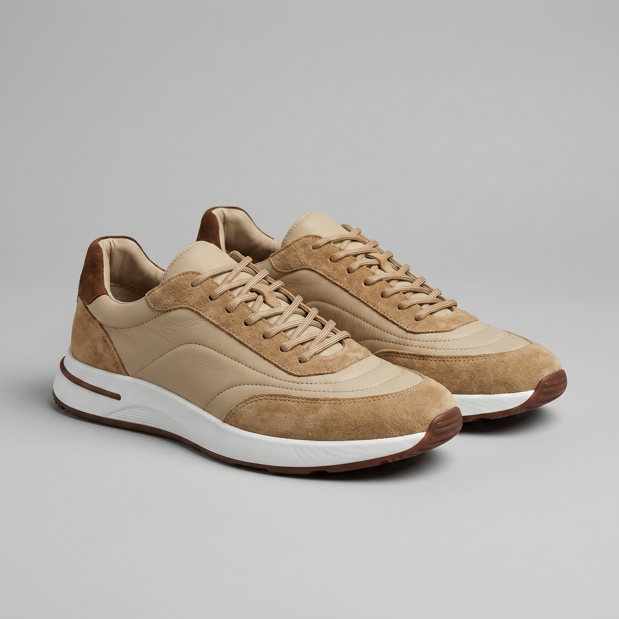 Men's Suede Panel Lace-Up Sneakers
