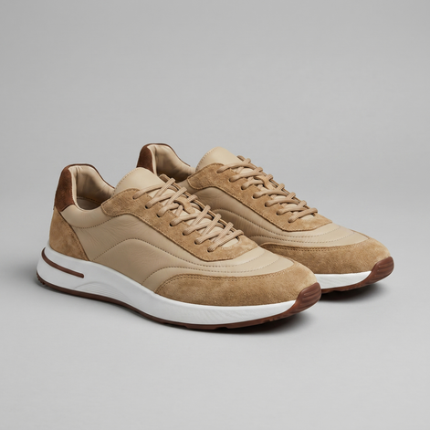 Men's Suede Panel Lace-Up Sneakers