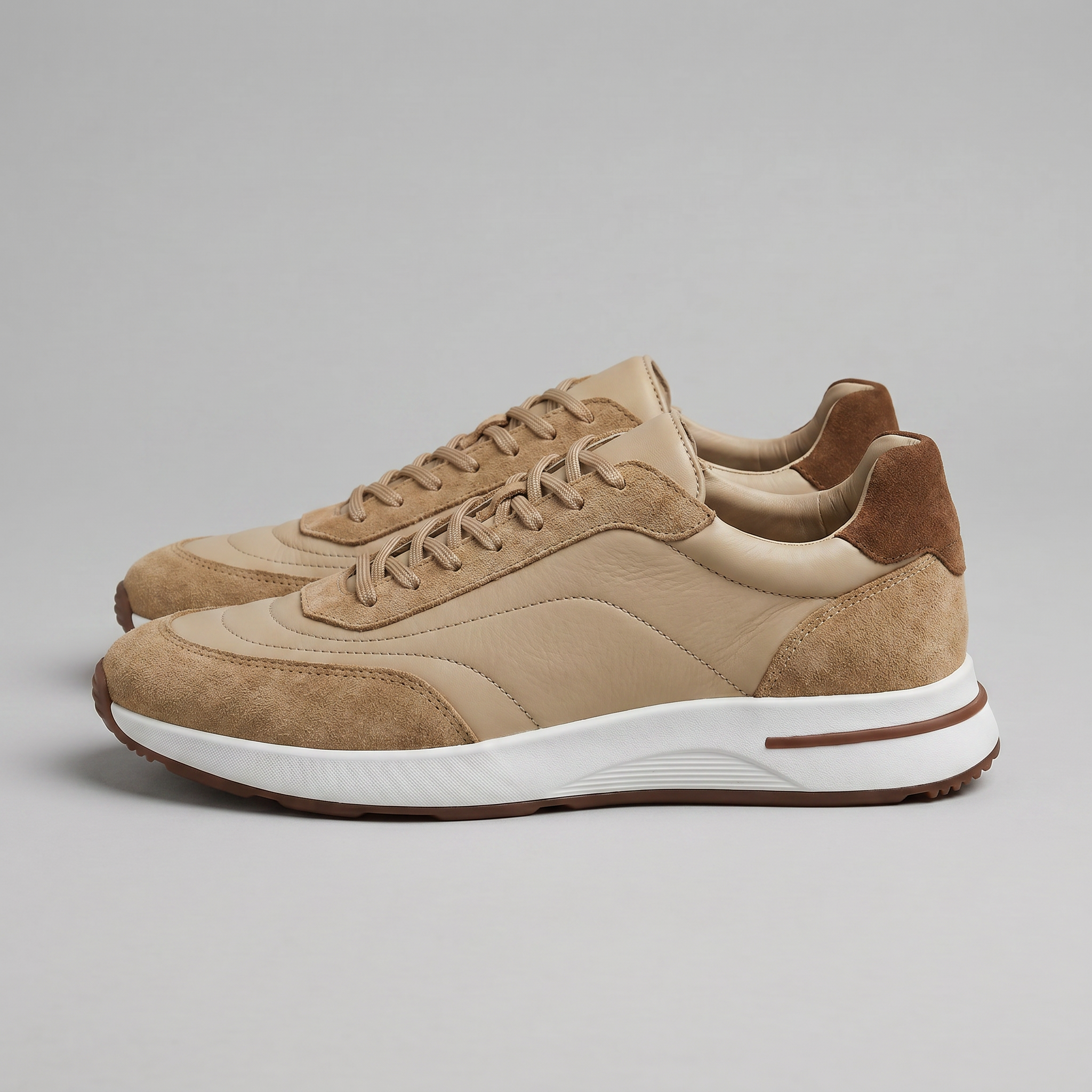 Men's Suede Panel Lace-Up Sneakers