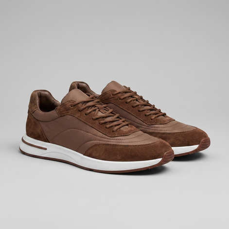 Men's Suede Panel Lace-Up Sneakers