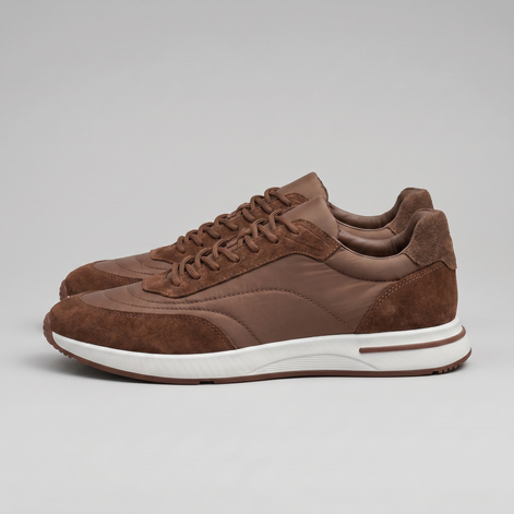 Men's Suede Panel Lace-Up Sneakers