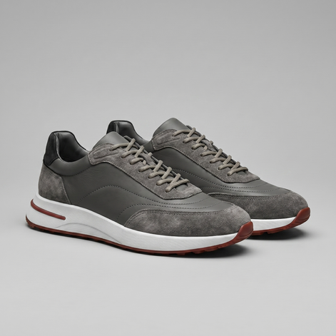Men's Suede Panel Lace-Up Sneakers