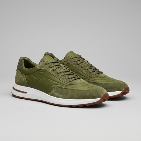 Men's Suede Panel Lace-Up Sneakers