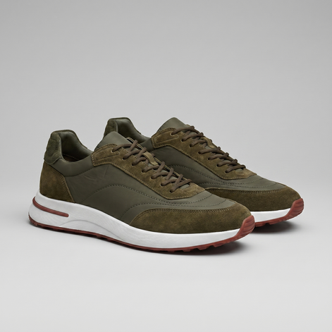 Men's Suede Panel Lace-Up Sneakers