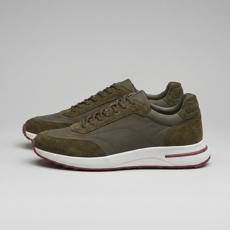 Men's Suede Panel Lace-Up Sneakers