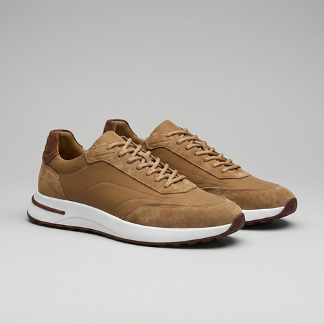 Men's Suede Panel Lace-Up Sneakers