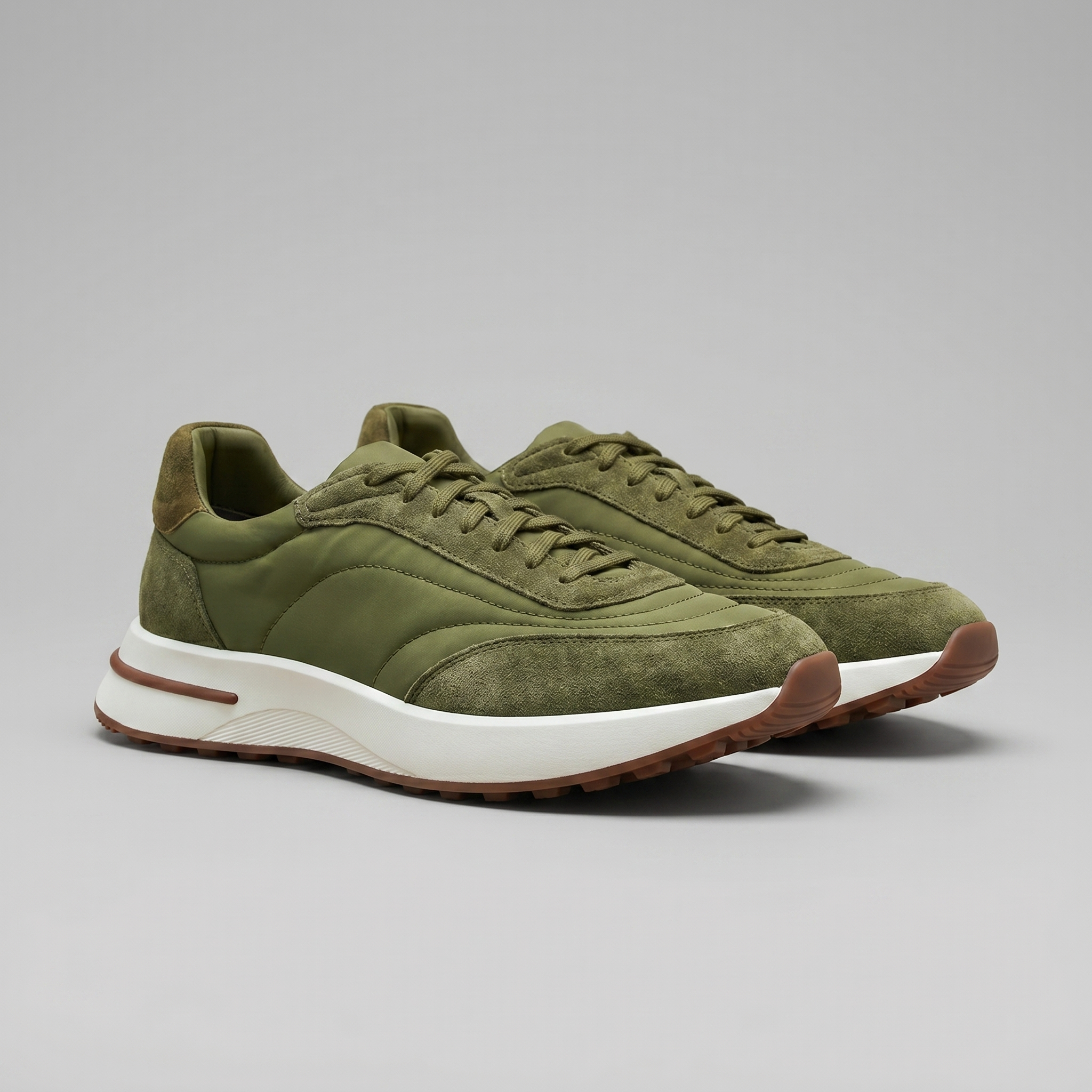 Men's Suede and Nylon Panel Sneakers