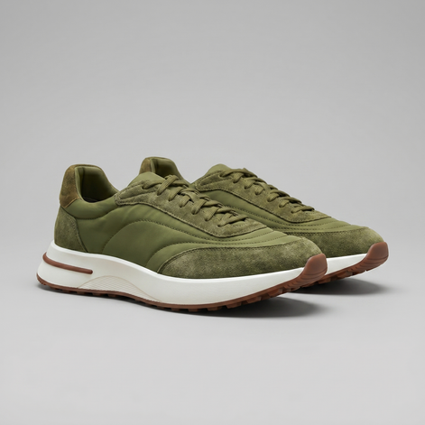 Men's Suede and Nylon Panel Sneakers