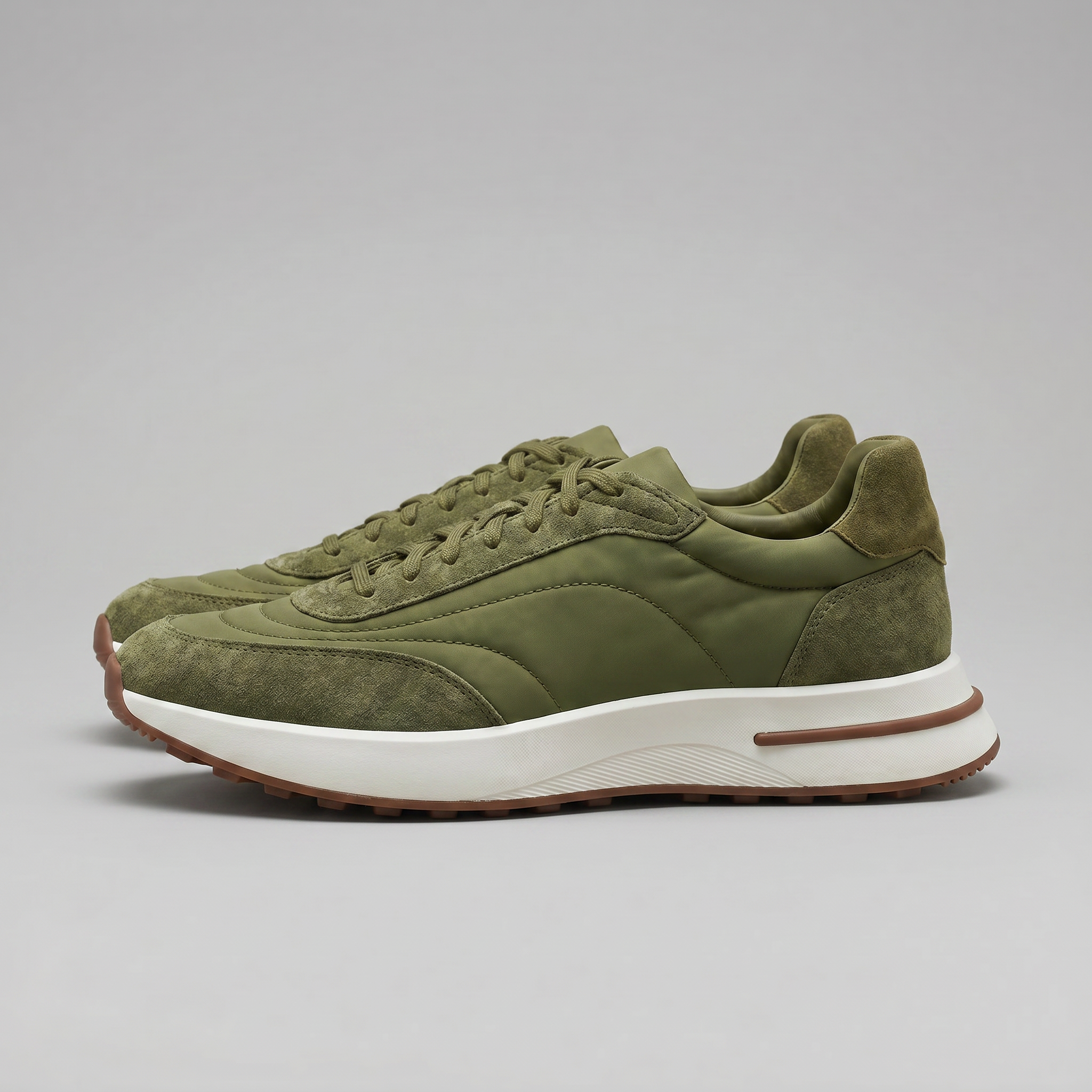 Men's Suede and Nylon Panel Sneakers